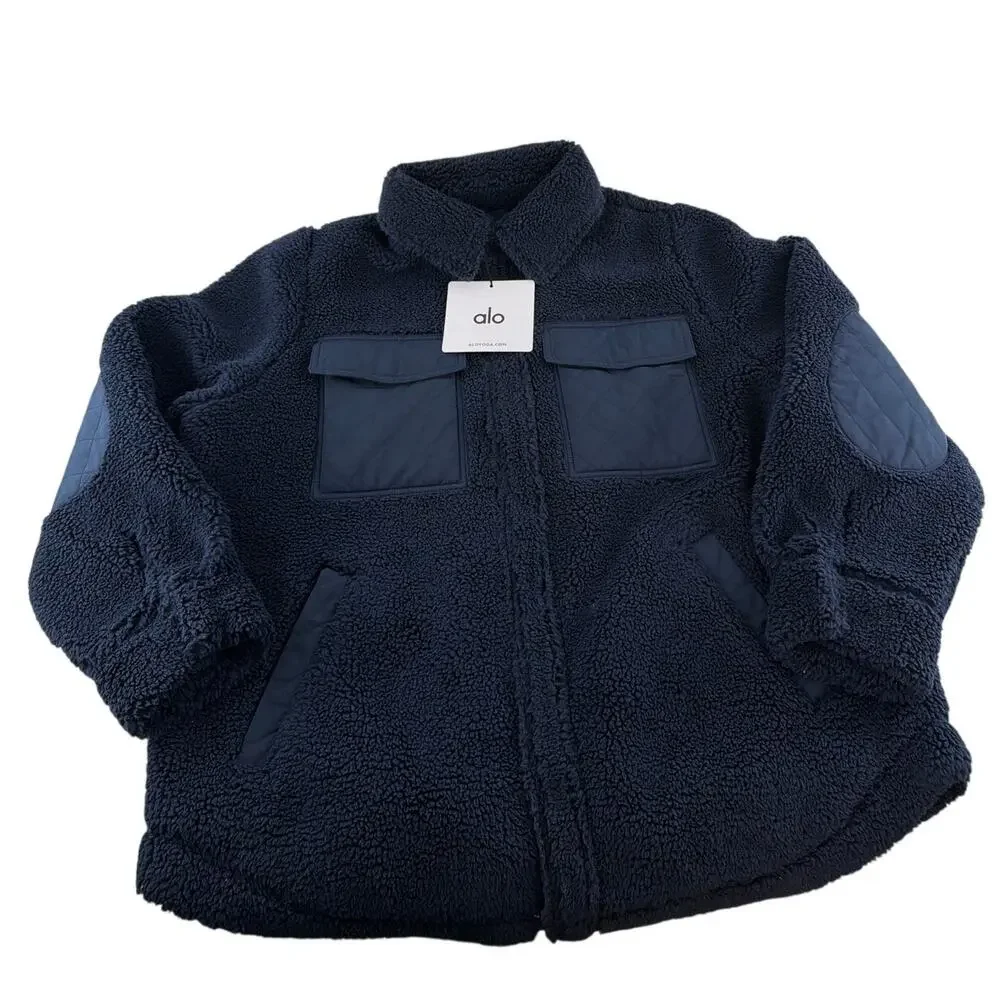 Alo Yoga Unisex Navy Sherpa Edge Shacket Size L